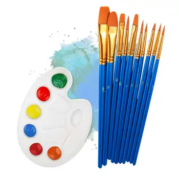 

1 Set Watercolor Gouache Paint Brushes Different Shape Round Pointed Tip Nylon Hair Painting Brush