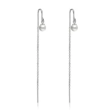 925 Sterling silver long Stud earrings Two color pearl earrings Women fashion jewelry tytw 925 silver loved earrings crystals from austrian pearl women korea fashion brand bird green long stud pairs of earrings