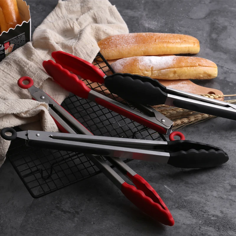 Silicone Kitchen Tongs BBQ Grilling Tongs Bread Food Salad Serving Tongs Clip Barbecue Cooking Tongs BBQ Tools Kitchen Utensils (7)