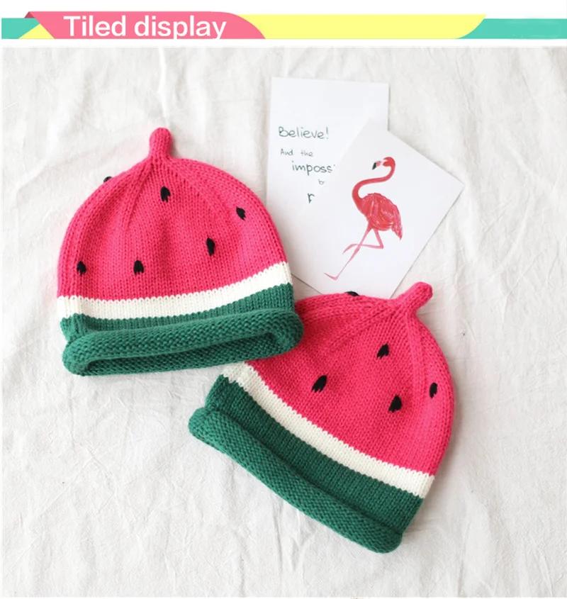 Cute Watemelon Baby Hat Red Yellow Fall Fashion Beanie Hat For Boys Girls Cotton Comfortable Toddler Hat Photography Props 1-3Y (6)