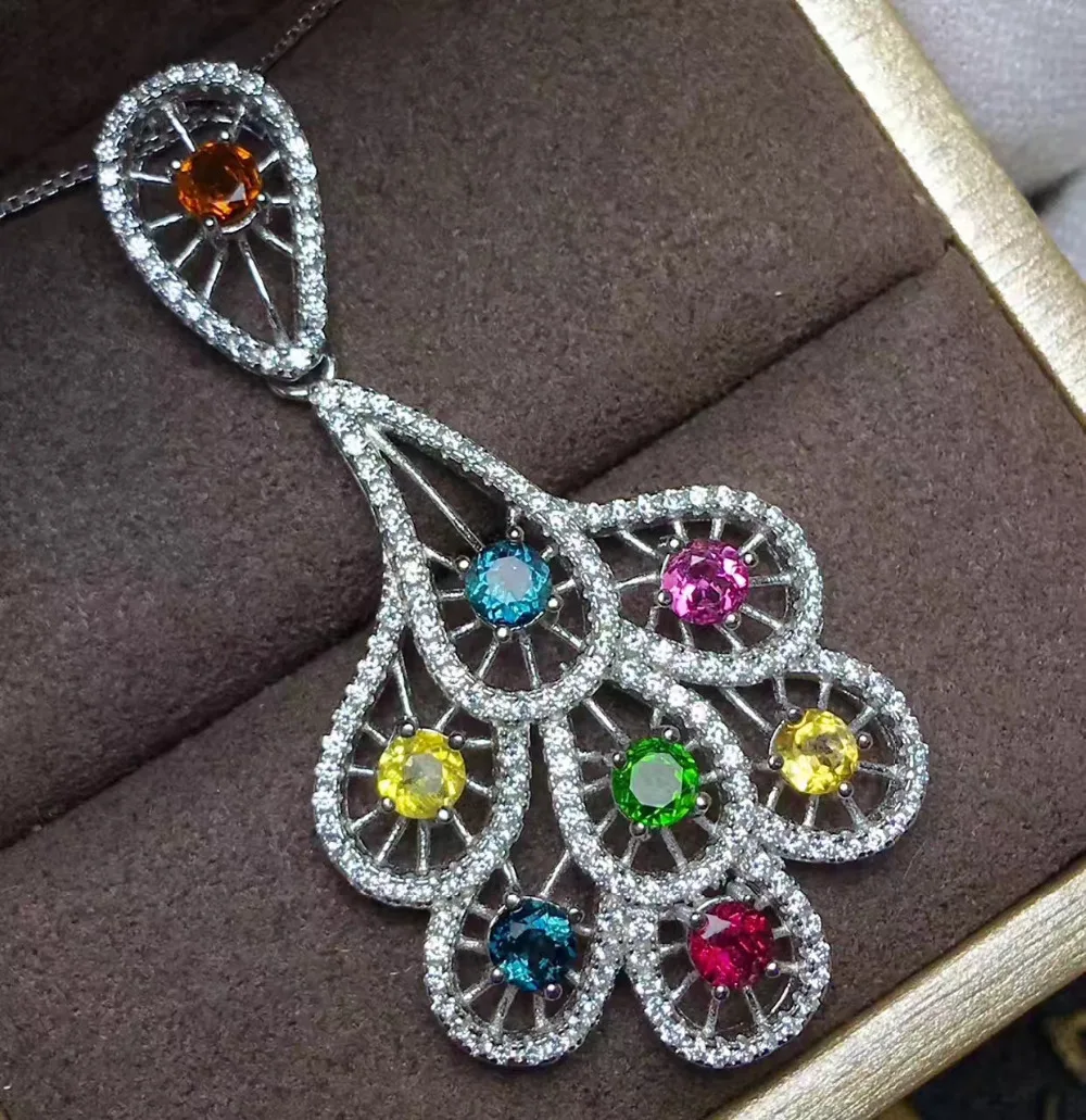 Pendentif tourmaline multicolore naturel pierre précieuse naturelle Phoenix tai collier pendentif v