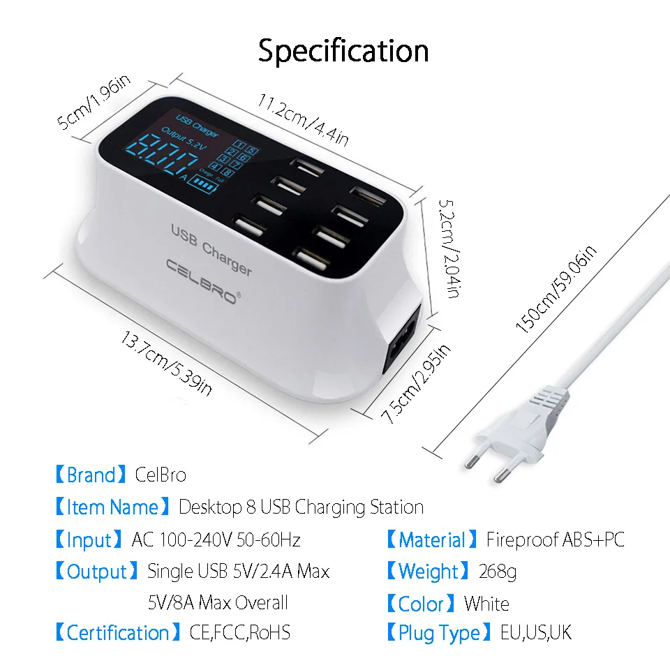 8 портов Мульти USB зарядное устройство концентратор Быстрая зарядка 3,0 Usb настенное зарядное устройство для смартфонов Быстрая Зарядка Док-станция