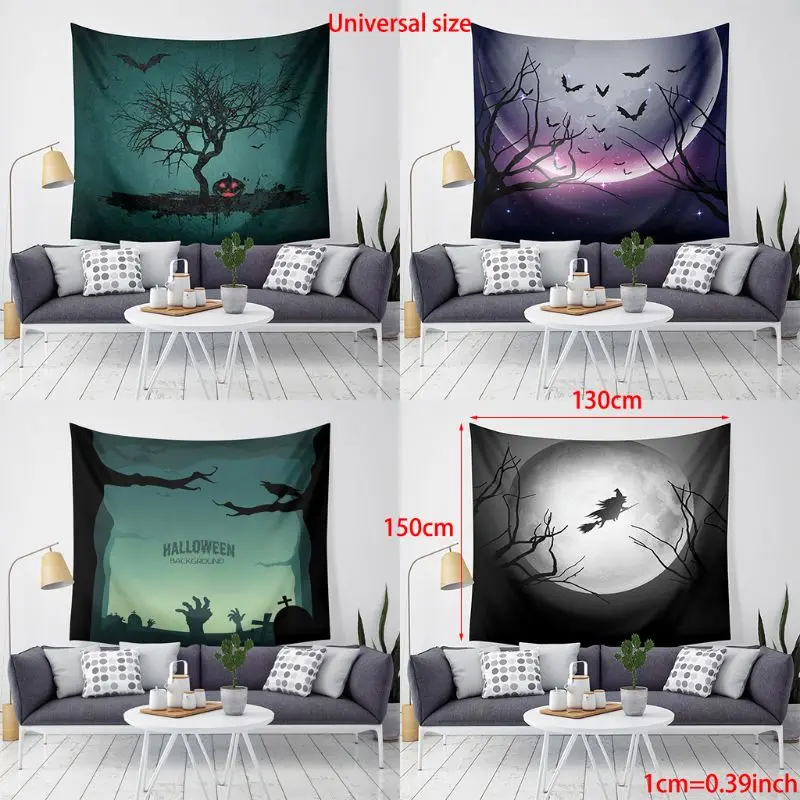 Halloween Tapestry Art Painting Decoration for Bedding Living Room Bedroom Dorm Decor 59× 51 Inches