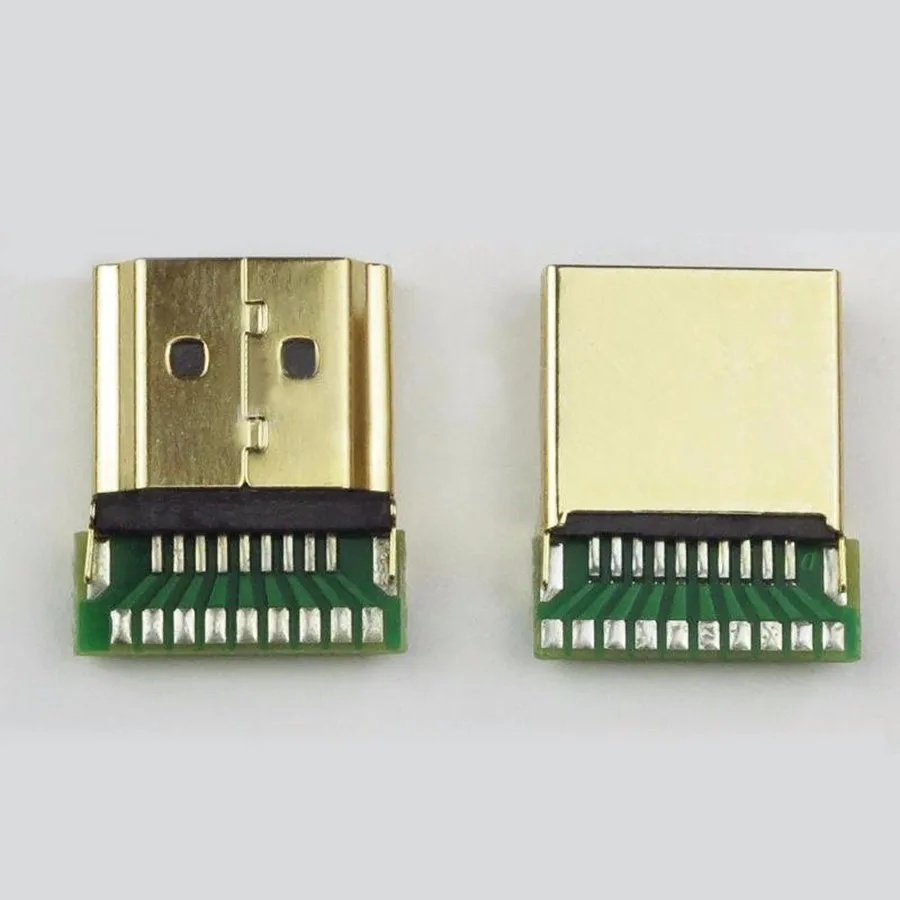 10 шт./лот позолоченный HDMI Тип штекер разъем с печатной платой Версия 1,4 19PIN