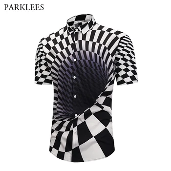 

3D Vertigo Hypnoti Whirlpool Pattern Print Shirt Men 2019 Brand Short Sleeve Slim Fit Novelty Shirts Mens Casual Funny Chemise