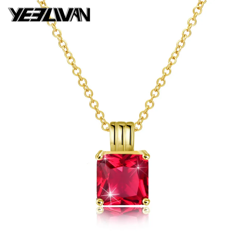 

New Hip Hop Pendant Women's Necklaces Fashion Gold Iced Out Rhinestone Mini Square Red Blue Gem Crystal Cuban Choker Necklace