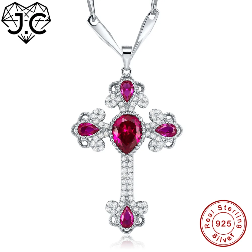 Женский кулон с рубиновым и белым топазом из серебра 925 пробы|fine jewelry|jewelry necklace