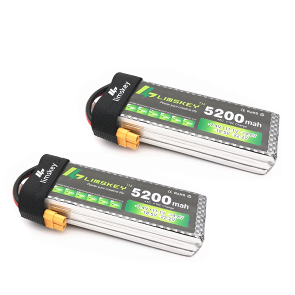 

2pcs Limskey Lipo battery 3S 11.1V 5200MAH 30C AKKU LiPo 11.1 V RC Battery For Rc Helicopter Quadcopter Drone RC Car Boat