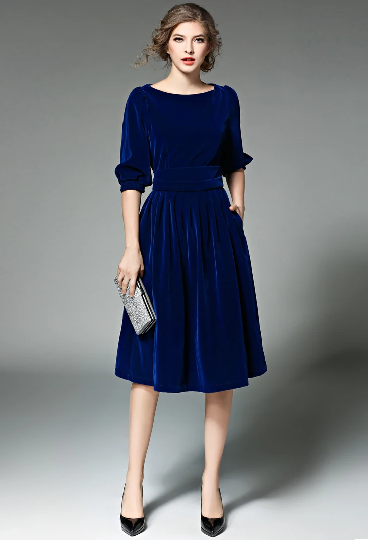 OL Стильное женское синее бархатное платье, зимние платья для женщин,, Vestidos, украинские красные платья для рождественской вечеринки, Robe Longue Femme 8869
