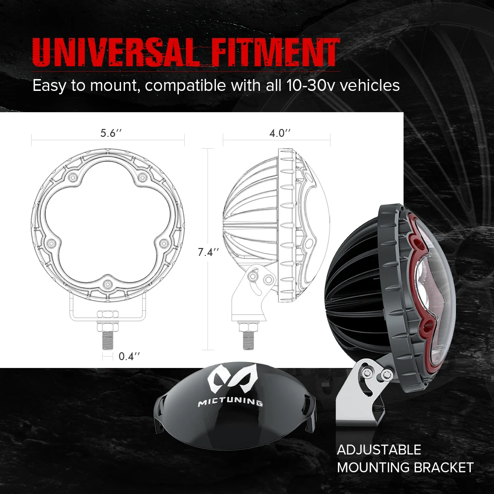 MICTUNING 5,6 ''светодиодный круглый стручки 55 Вт точечный прожектор комбинированный светодиодный светильник F1 внедорожная противотуманная фара защитная оболочка для Jeep SUV ATV