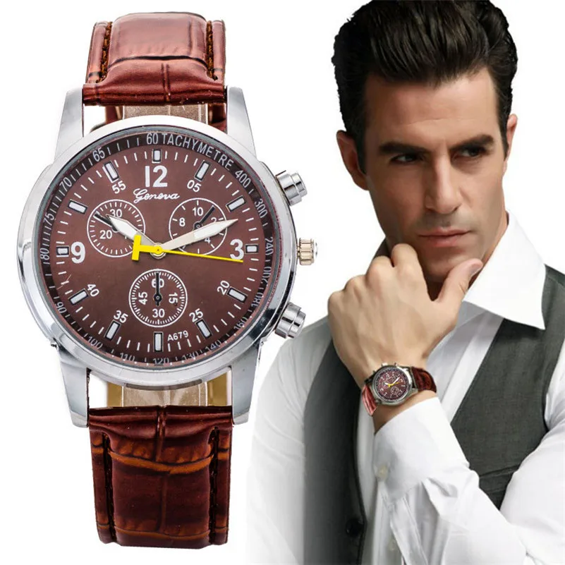 NEW Fashion Quartz Wristwatches Retro Classical Solemn Design Leather Band Analog Alloy Quartz Business Wrist Watch#2AP24B (8)