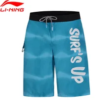 Li-Ning мужские шорты для серфинга, удобные, полиэстер, с принтом, обычная посадка, подкладка, дышащие, спортивные шорты AKSN165 MKD1528