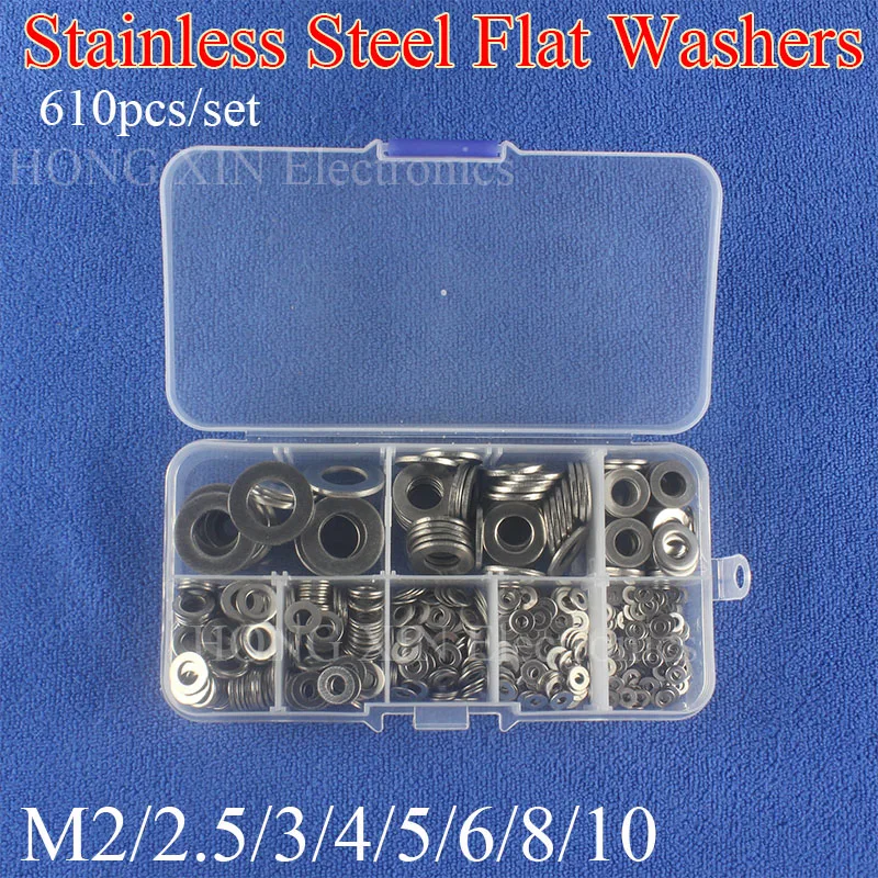 

M2 M2.5 M3 M4 M5 M6 M8 M10 Stainless Steel Washers Flat Washer Assortment Kit Machine Washer Plain Washer Gaskets