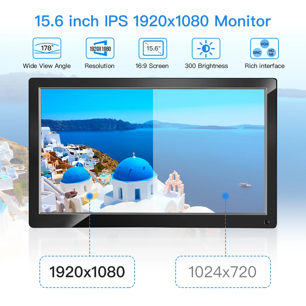 Eyoyo 15 6 inch LCD Monitor Screen IPS 1920x1080 with HDMI AV VGA BNC USB Input 5