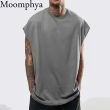 Moomphya, майка с открытыми плечами, Мужская Уличная одежда, хип-хоп, мужская майка без рукавов, забавная Мужская свободная стильная футболка, Мужская негабаритная