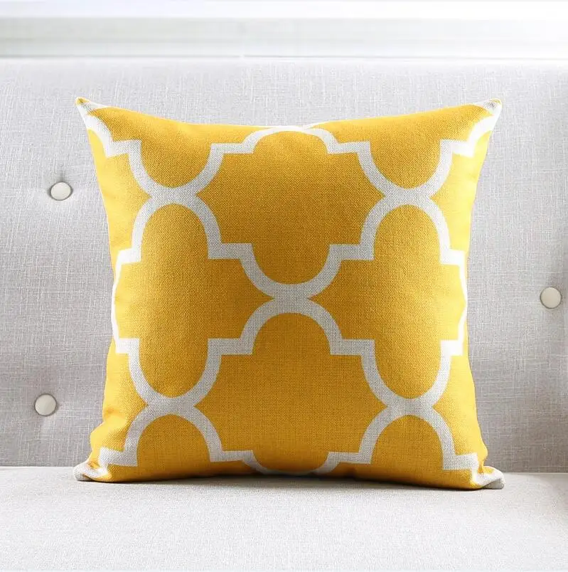 Скандинавский стиль, абстрактный геометрический принт, льняная хлопковая наволочка, желтые линии, декоративная диванная подушка, чехол Almofadas - Цвет: a3