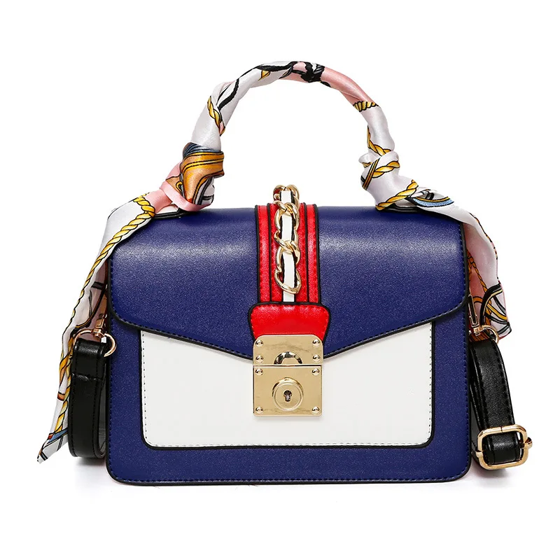 

Women Bag Fashion PU Leather Ladies Chain Handbag Female Scarf Handbag 2018 Spring New Lock Women Shoulder Bag sac a main