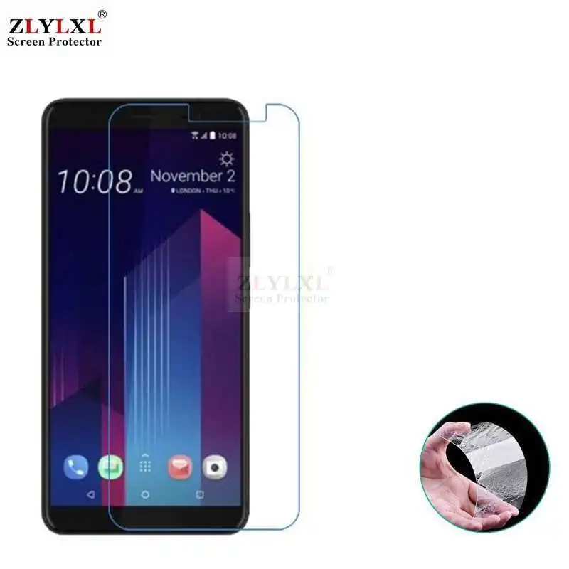 

Glass + case Transparent Dirt-resistant soft back case for HTC U11 Plus tempered glass screen protector
