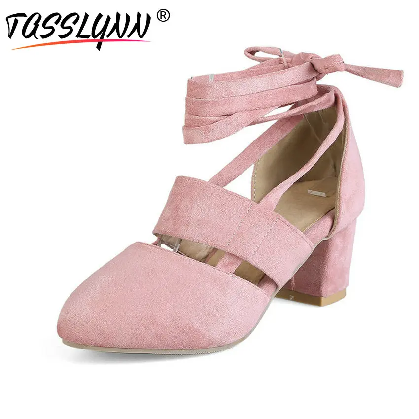 pink round toe pumps