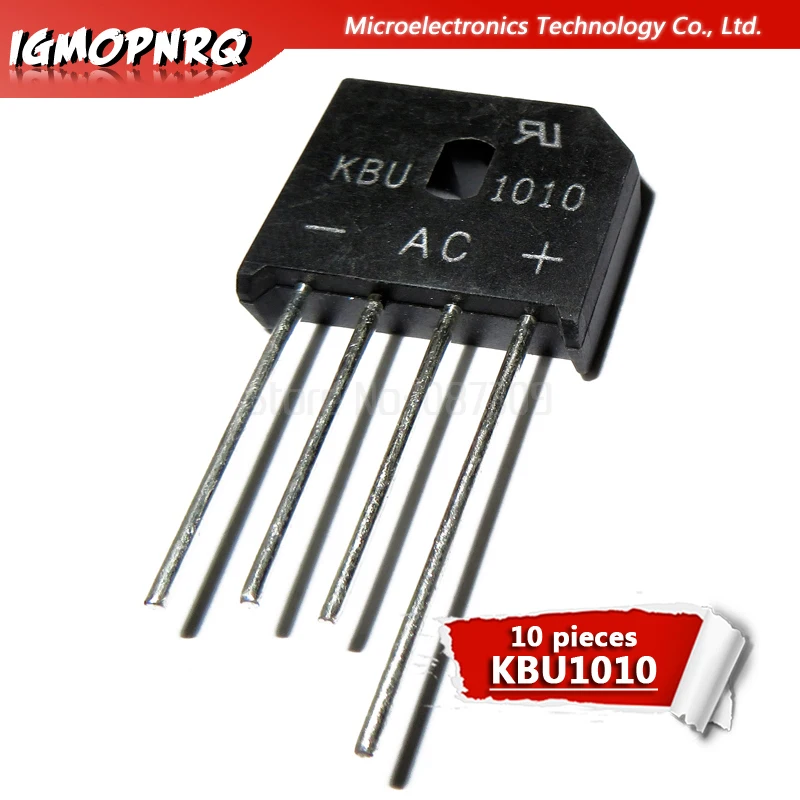

10pcs KBU1010 KBU-1010 zip 10A 1000V diode bridge rectifier new original