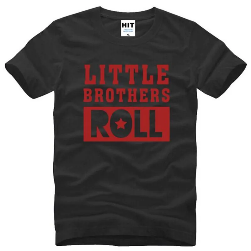 Рулонная креативная Мужская футболка с надписью &quotLittle Brothers&quot летняя стильная
