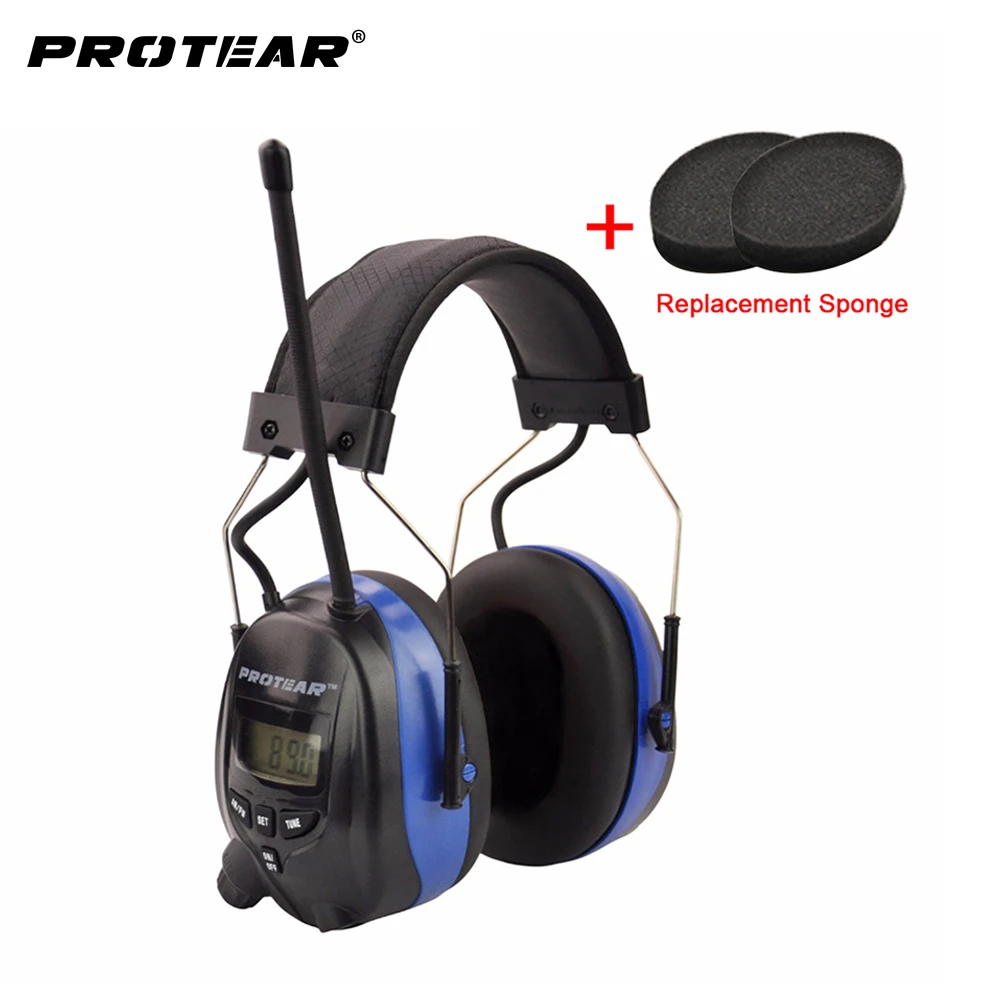 Protear NRR 25dB Hearing Protector AM FM Radio Earmuffs Electronic Ear