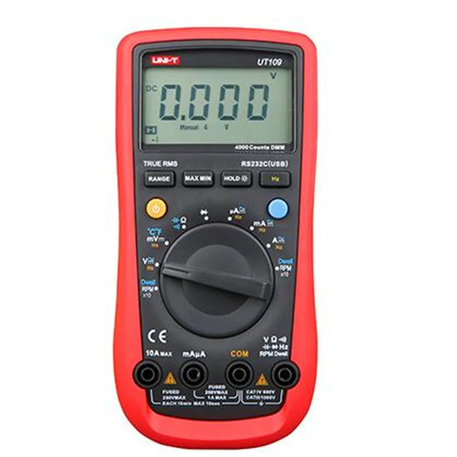 

UNI-T UT109 Handheld Automotive Multipurpose Meters Auto Range Multimeters USB PC Connect Dwell Tach LCD Backlight