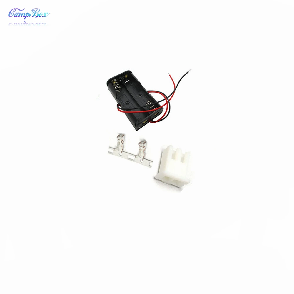 50Pcs 2xAA Battery Case Holder Socket Wire Junction Boxes With 15cm Wires XH 2 54 Header