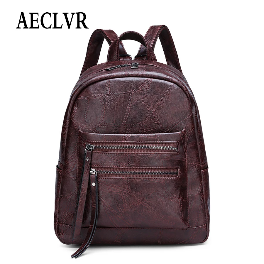 

AECLVR Fashion Designer Backpacks Women Leather Backpacks Female School BagS for Teenager Girls Travel Back Bag Retro Bagpack