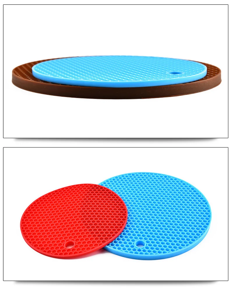 Round Silicone Table Mat Color Drink Cup Mug Coaster Heat Resistant Pot Holder Non-slip Table Placemat Kitchen Table Accessories (4)