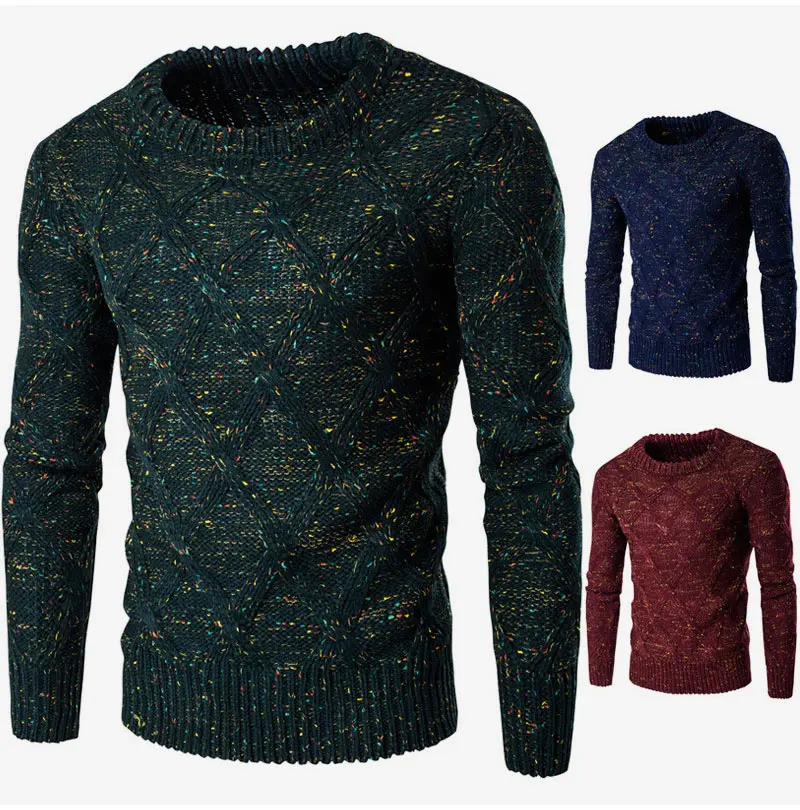 LLYGE мужской свитер с круглым вырезом, длинный рукав, черный, синий, в горошек, тонкий, теплый вязаный пуловер 2019, весенние мужские