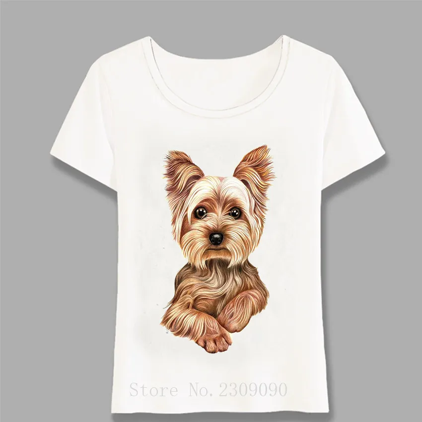 

New Summer Colorful Yorkshire Terrier Art Painting T-Shirt Cute Women T-shirt Love My Dog Tops Fashion Girl Casual Tees Harajuku