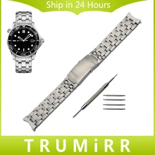20mm Stainless Steel Watchband for Omega Seamaster Men Replacement Watch Band Curved End Strap Link Belt Wrist Bracelet Silver