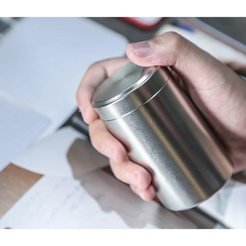 3 حجم الفضة teabox porable سبائك التيتانيوم مربع الشاي السفر جرة مختومة علب الهدايا الصغيرة الكبيرة