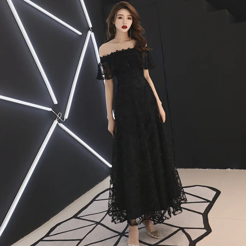 

Black Party Evening Cheongsam Dress Oriental Woman Elegant Slash Neck Qipao Sexy Wedding Prom Long Robe Retro Vestido XS-XXXL