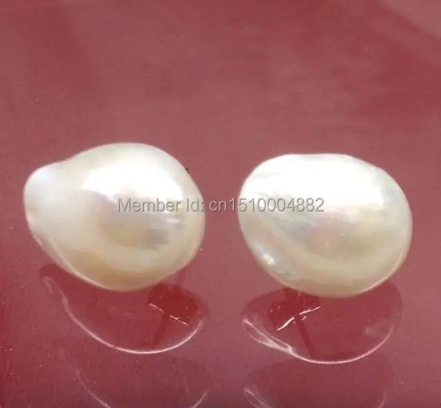 

shitou 00169 Wholesale 5 Pairs 13*16mm Baroque freshwater pearl stud Earring silver 925
