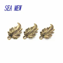 Conectores de hoja de arce de aleación de Metal de estilo Vintage de 19x12 MM de SEA MEW, colgante de bronce antiguo/colgante de plata, accesorios de joyería DIY