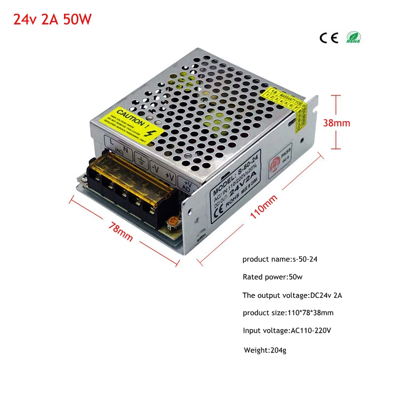 Адаптер питания DC 24 V 3A 5A 10A 15A 20A 25A 30A 12 5 Трансформаторы освещения 24 V Вольт Светодиодный драйвер питания Светодиодные полосы света