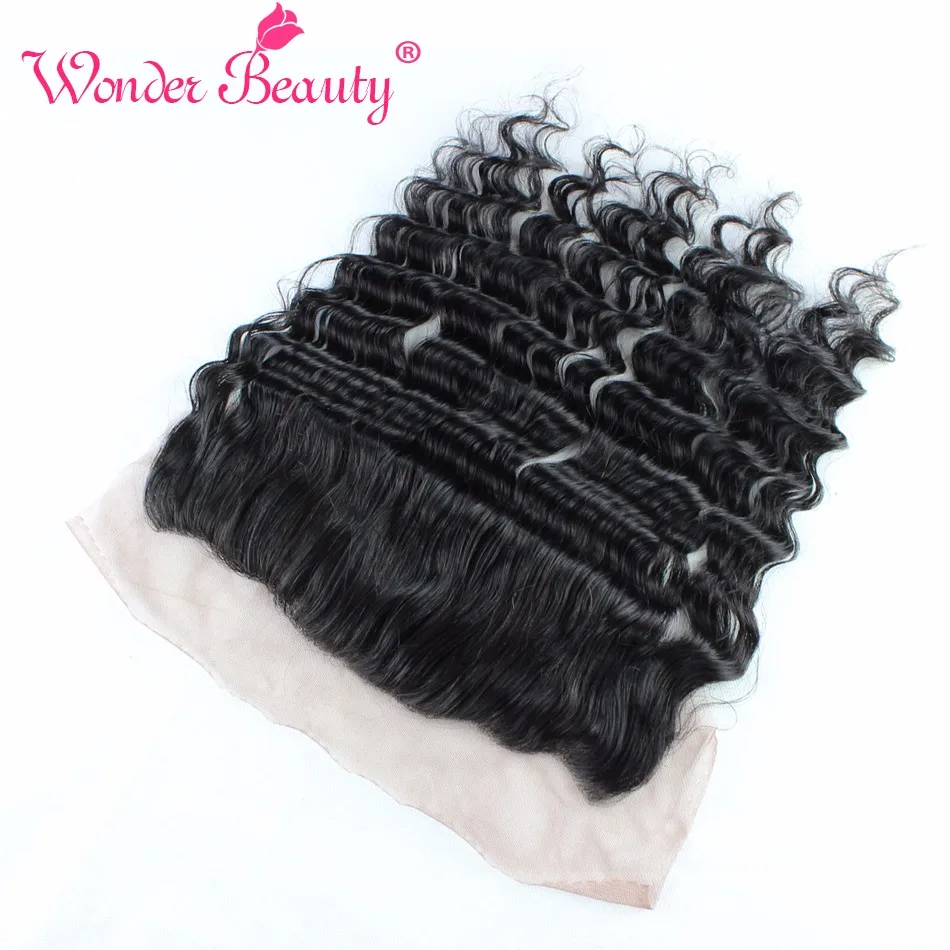 Wonder Beauty Hair Brazilian Deep Wave lace frontal closure 100% human hair Non Remy Ear to Ear 13x4 frontal closure Free ship