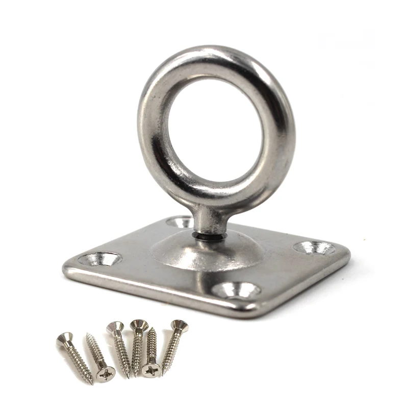 

4PCS M5 Rotatable Ceiling Hook Enclosed Hook Hanger 304 Stainless Steel Eye Pad Plate For Yoga Swings Hammock (With Screws)