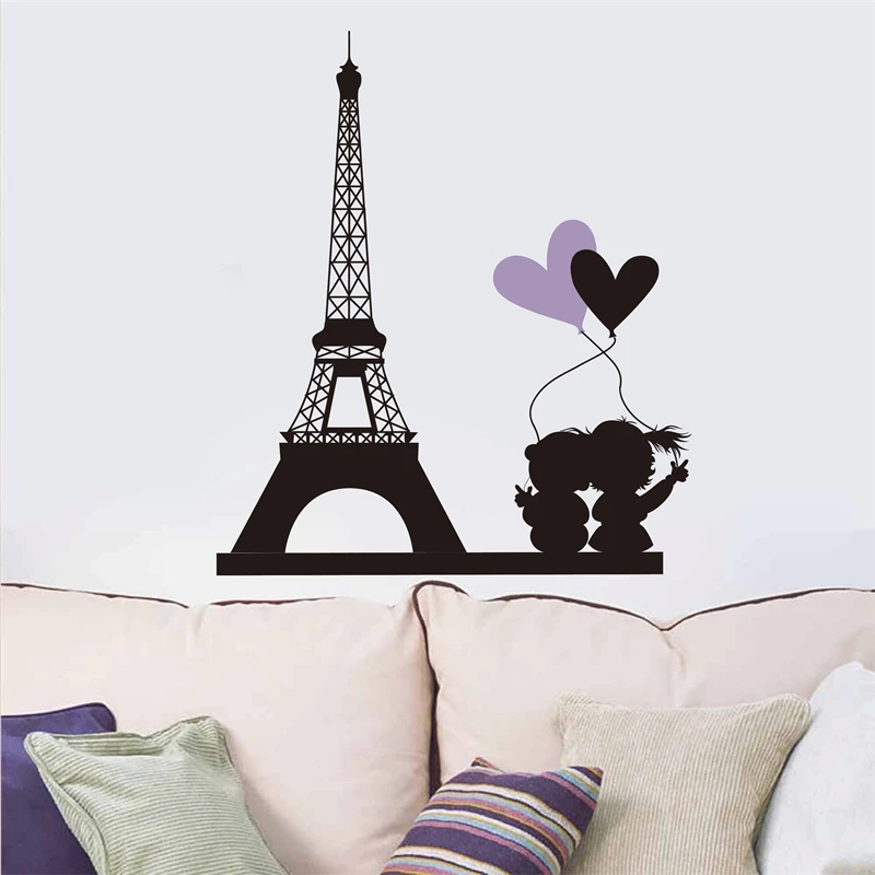 Высокое качество,, любовь в Париж, Эйфелева башня, наклейки на стену, съемные виниловые наклейки, домашний декор, декоративные наклейки для дома