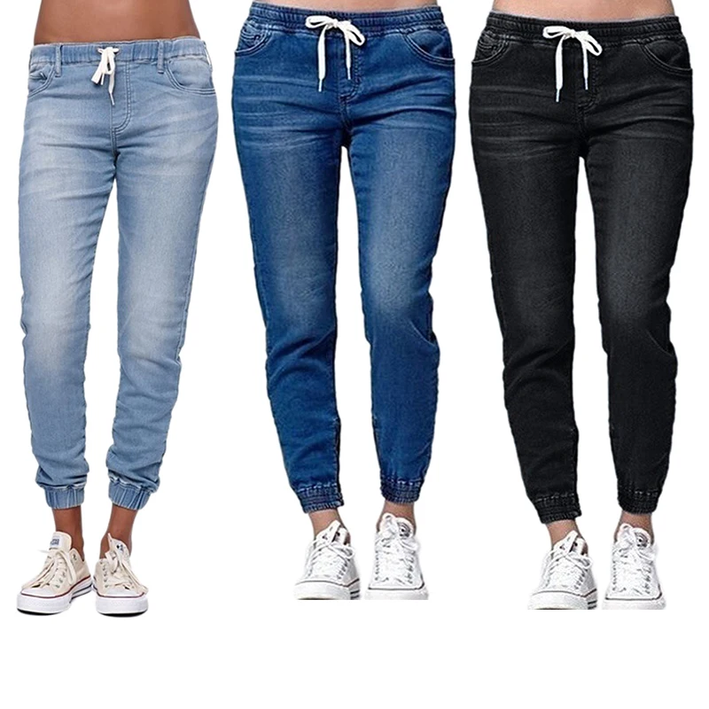 Kopen 2018 Nieuwe Herfst Potlood Broek Vintage Hoge Taille Jeans Nieuwe Vrouwen Broek Volledige Lengte Broek Losse Ccowboy Broek Plus Size 5XL 6XL