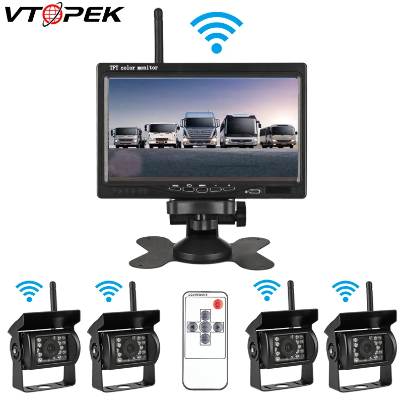 

Vtopek 7" Wireless HD Car monitor TFT LCD Car Display car camera Wireless remote control Aluminium Alloy 10-30V Bus Truck