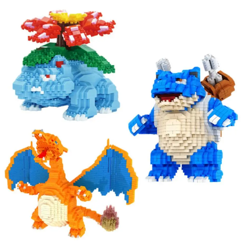 

Hot cartoon game image micro diamond building block Nintendoes poke Charizard Venusaur Blastoise nanoblock bricks toys for kids