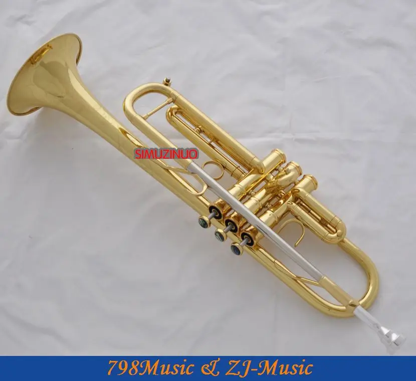 Professional JAZZ Trumpet Gold B Flat Horn Monel Valves Abalone Shell