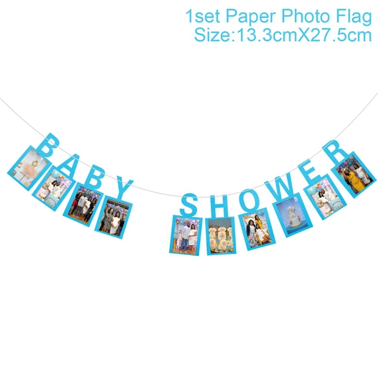 QIFU 12 месяцы фоторамка баннер Baby Shower, с надписью "Bride To Be" Diy Фотоальбом флаги и баннеры Пол раскрыть подарок аксессуары для фотостудии - Цвет: Baby shower blue