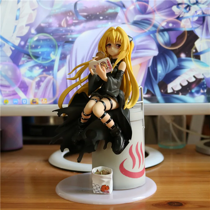 21 см Новое поступление Аниме Фигурка To Love Ru Darkness Eve Yami Eating Ver Sea Bream сгорел черное платье Модель Коллекция кукла