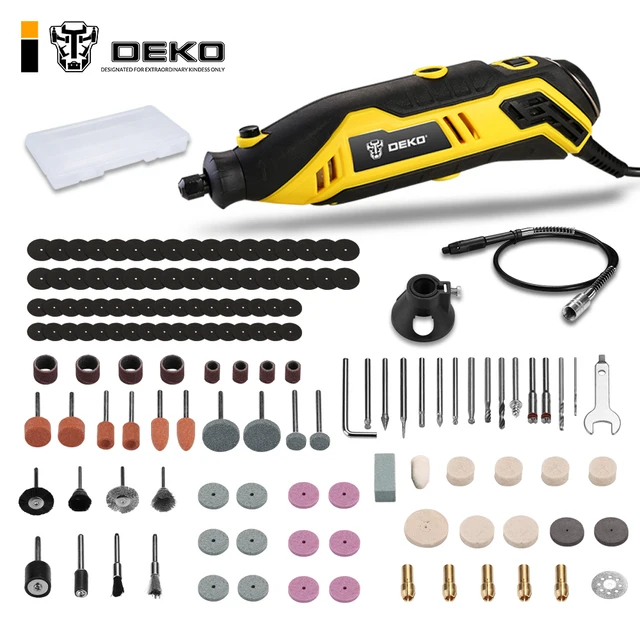 DEKO DKRT01 220V переменная скорость мини шлифовальный станок Электрический шлифованные для резки сверлильный роторный инструмент с аксессуарами