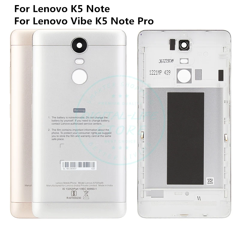 Оригинальная задняя крышка батарейного отсека для Lenovo K5 Note металлический корпус