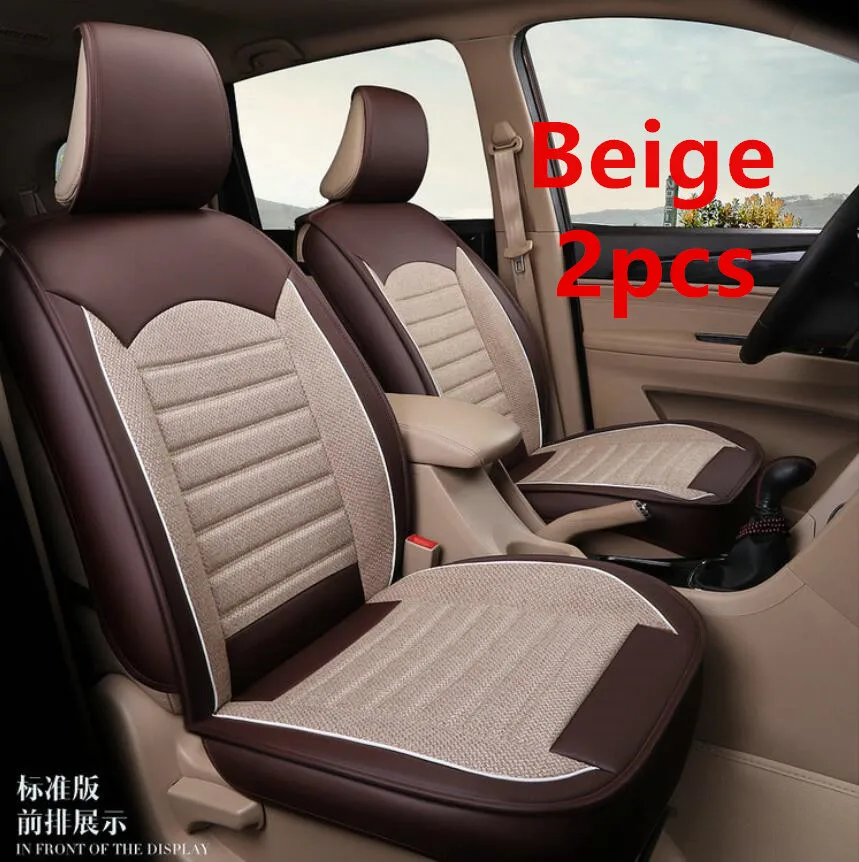 Льняные автомобильные чехлы для renault logan 2 renault scenic 3 symbol, автомобильные аксессуары, автомобильный Стайлинг, защита для автомобильных сидений - Название цвета: 2pc beige 01